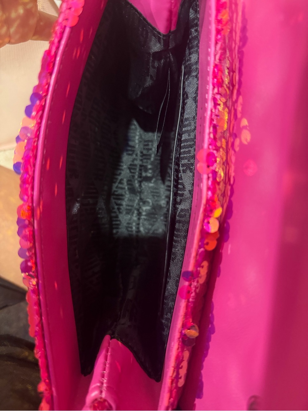 Rare Kurt Geiger Medium Kensington Bright Pink Orange Sequin Crossbody Bag - Picture 7 of 12
